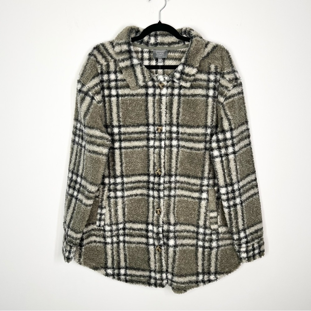 NWT Berkley Jensen Boucle Shacket Green Black Tan Plaid XXL